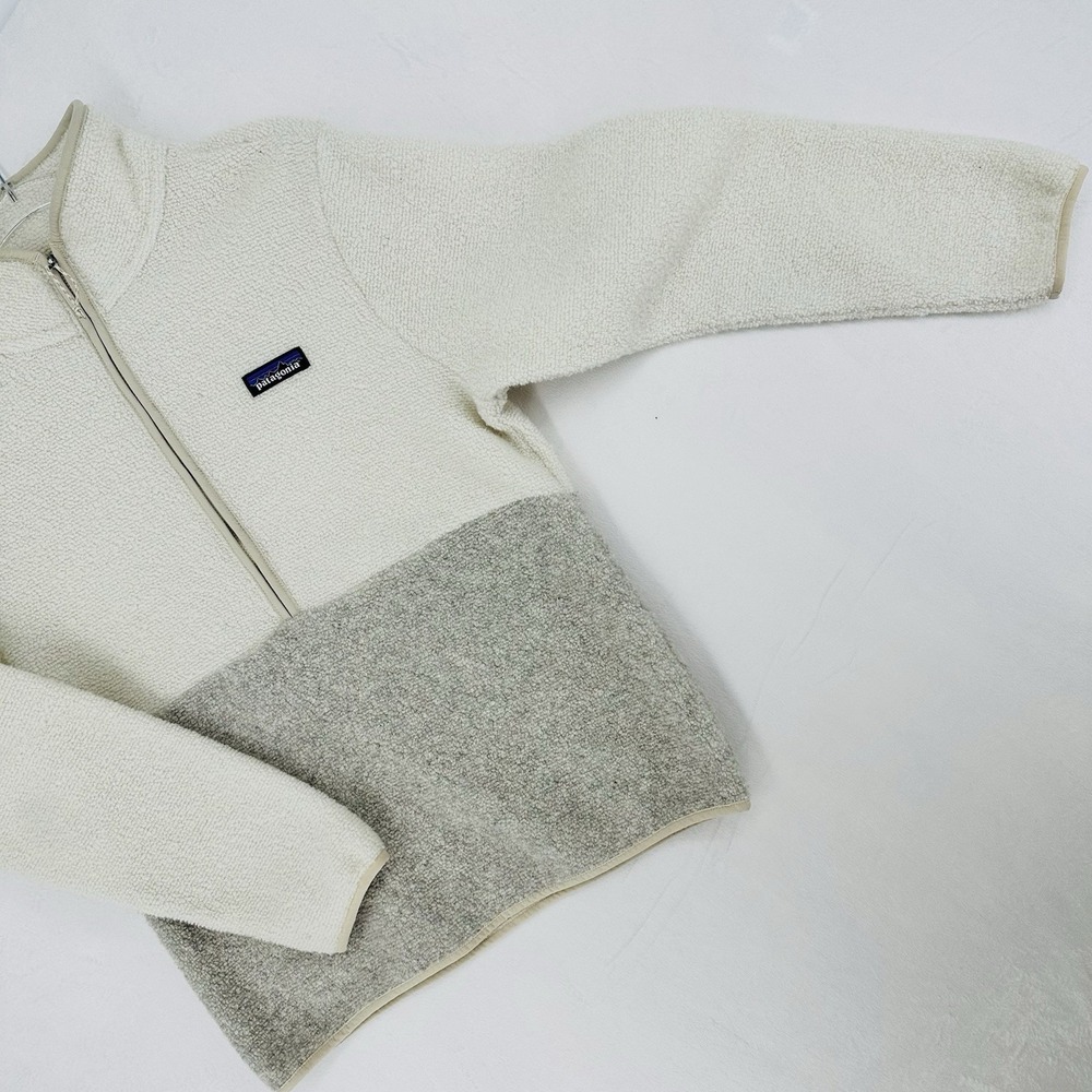 Patagonia Reclaimed Fleece Half Zip Pullover Women's Small Ivory Oatmeal Wool